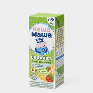 Биолакт 2.8% «Наша Маша» банан-земляника, 200 г