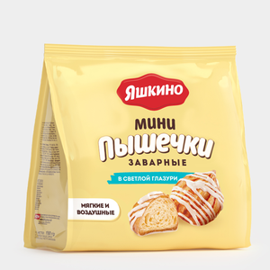 Мини пышечки «Яшкино» заварные в белой глазури, 153 г Мини пышечки «Яшкино» заварные в белой глазури, 153 г