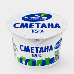 Сметана 15% «Зеленый луг», 180 г Сметана 15% «Зеленый луг», 180 г