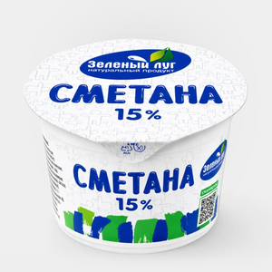 Сметана 15% «Зеленый луг», 180 г Сметана 15% «Зеленый луг», 180 г