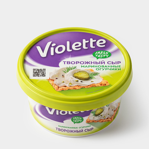 Сыр творожный 70% «Violette» c огурцами и зеленью, 140 г