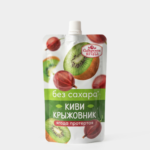 Ягода протертая «Сибирская Ягода» Киви-крыжовник без сахара, 250 г Ягода протертая «Сибирская Ягода» Киви-крыжовник без сахара, 250 г