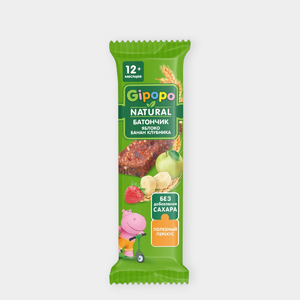 Батончик злаковый «Gipopo» Яблоко-банан-клубника, 20 г Батончик злаковый «Gipopo» Яблоко-банан-клубника, 20 г