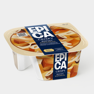 Йогурт 10.2% «Epica» Crispy с карамелью и смесью из семян подсолнечника и орехов в карамели, 140 г