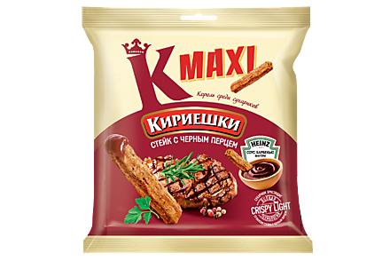 Сухарики «Кириешки Maxi» со вкусом стейка с черным перцем и соусом барбекю, 50 г