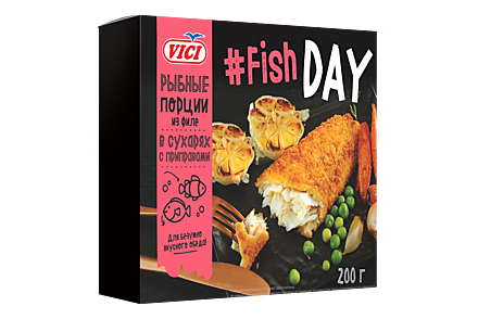 Рыбные порции «Vici» Fish DAY из филе в сухарях с приправами, 200 г