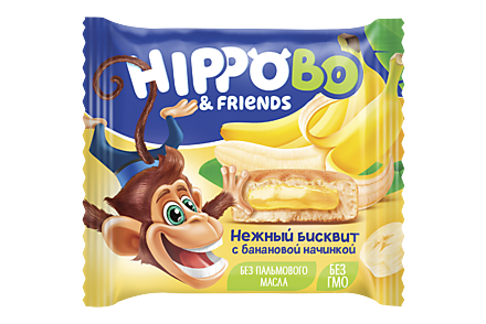 Бисквитное пирожное «HIPPOBO» с банановой начинкой, 32 г