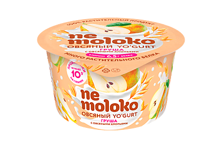 Йогурт овсяный «NeMoloko» Груша с овсяными хлопьями, 130 г