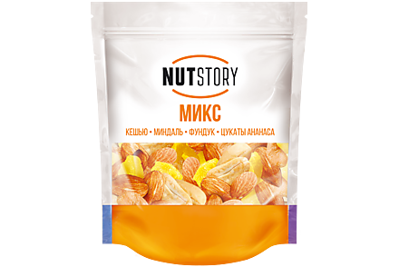 Микс ореховый «Nut Story» Кешью, миндаль, фундук, цукаты ананаса, 150 г