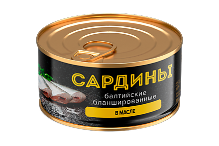 Сардины «За Родину» Балтийские бланшированные в масле, 185 г