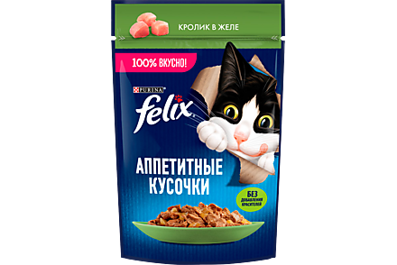 Корм для кошек «Felix» Аппетитные кусочки. Кролик в желе, 75 г