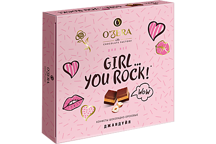 Конфеты шоколадно-ореховые «O'Zera» Girl… You Rock, 98 г