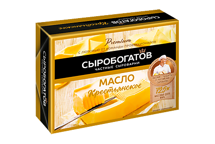 Масло 72.5% «Сыробогатов» «Крестьянское», сладко-сливочное несоленое, 175 г