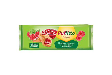 Печенье «Puffitto» слоеное с малиновой начинкой, 125 г