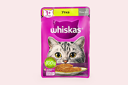 Влажный корм для кошек «Whiskas» паштет с уткой, 75 г