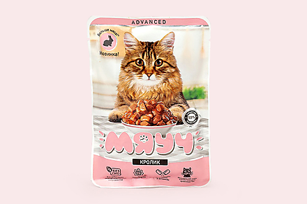 Влажный корм для кошек «Мяуч Advanced» кусочки в соусе с кроликом, 85 г
