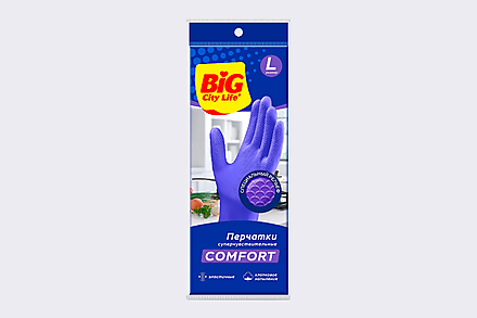 Перчатки латексные «BIG City» фиолетовые, размер L