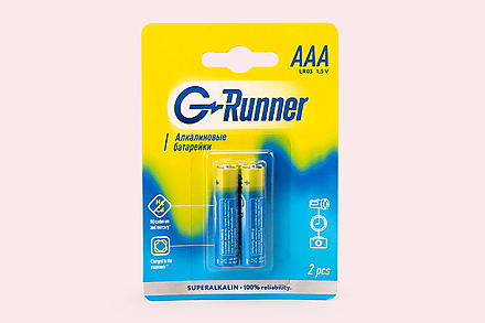 Батарейки алкалиновые «G-runner» AAА/LR03, 1,5 V, 2шт