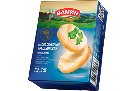 Масло сливочное 72.5% «Вамин» крестьянское, 180 г