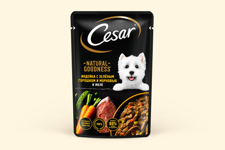 Корм для собак «Cesar. Natural Goodness» с индейкой, горошком и морковью в желе, 80 г