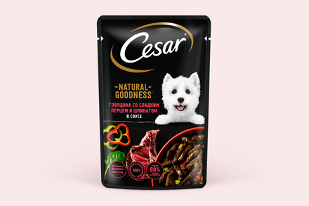 Корм для собак «Cesar. Natural Goodness» с говядиной, паприкой и шпинатом в соусе, 80 г