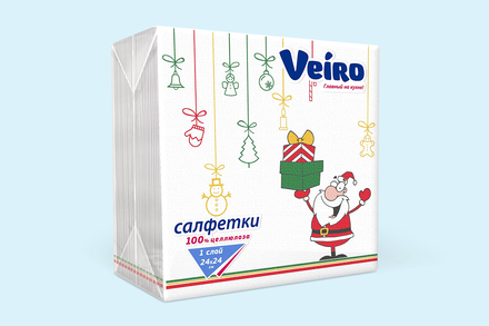Салфетки сервировочные «Veiro» Зима. Санта, 50 шт