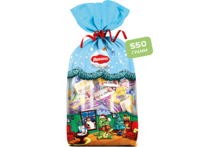 Новогодний набор «Яшкино» Мешочек с конфетами зеленый прозрачный, 550 г
