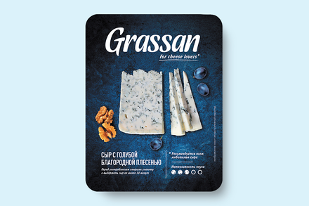 Сыр 50% «Grassan/MONBLU» с голубой благородной плесенью, 100 г