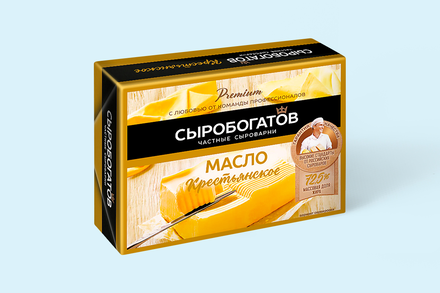 Масло 72.5% «Сыробогатов» «Крестьянское», сладко-сливочное несоленое, 175 г