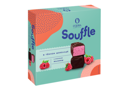 Конфеты Souffle «O'Zera» с малиной, в темном шоколаде, 360 г