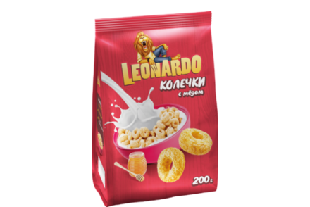 Готовый завтрак «Leonardo» колечки с мёдом, 200 г