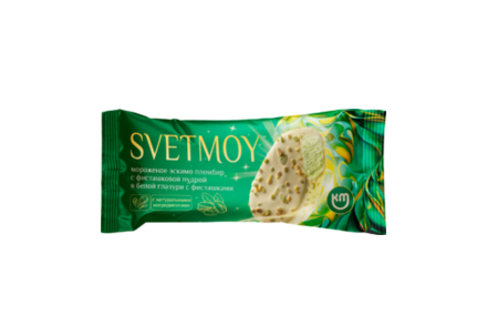 Эскимо «Svetmoy» пломбир фисташковый с фисташковой пудрой в белой глазури с фисташками, 70 г