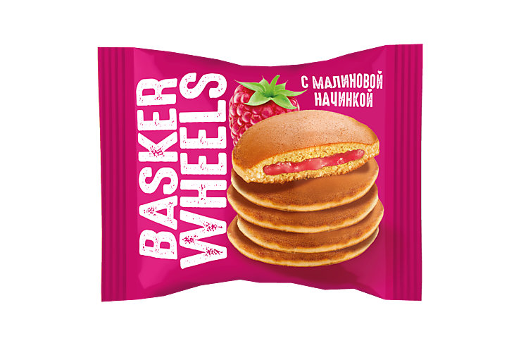 Бисквит «Basker Wheels» с малиновой начинкой, 36 г