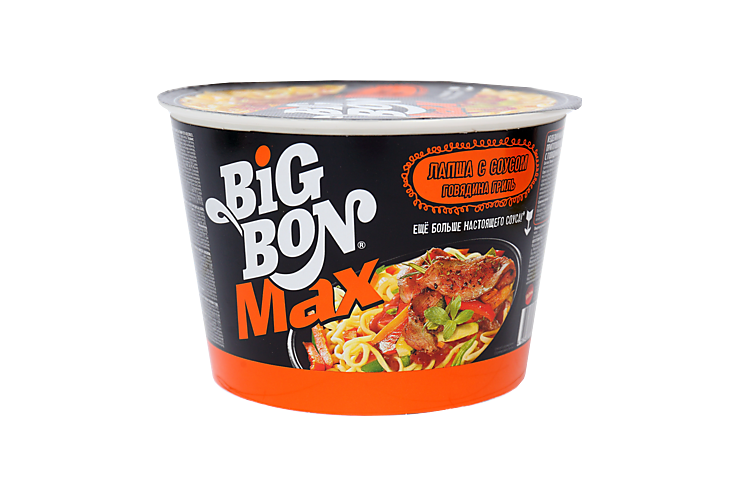 Лапша быстрого приготовления «BigBon Max» с соусом говядина гриль, 95 г