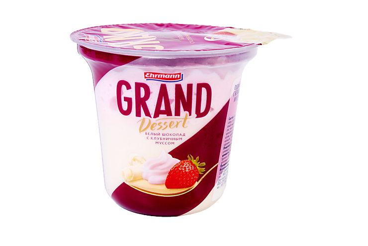 Пудинг 6% «Grand Dessert» белый шоколад с клубничным муссом, 200 г Пудинг 6% «Grand Dessert» белый шоколад с клубничным муссом, 200 г