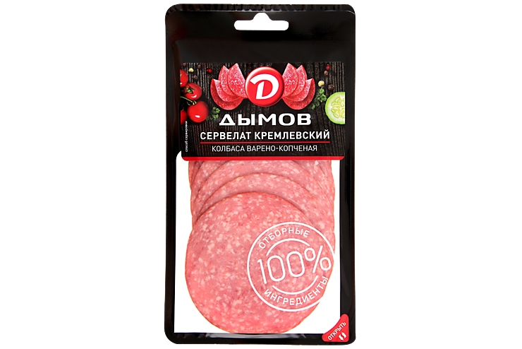 Колбаса «Дымов» Сервелат Кремлевский варено-копченый в нарезке, 110 г ...