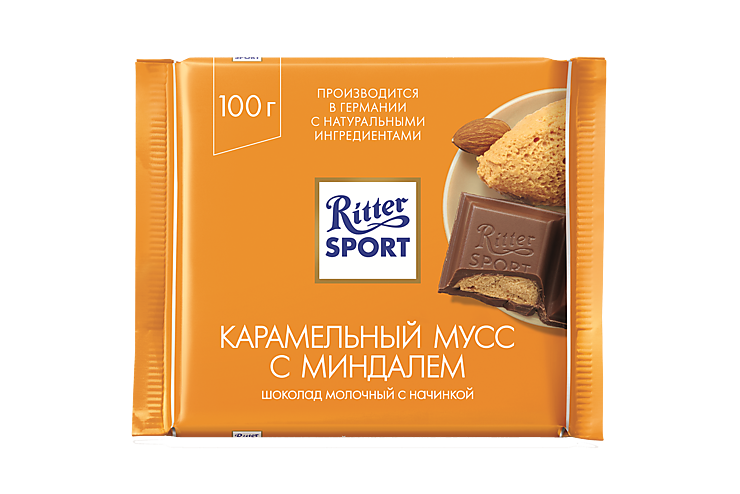 Шоколад «Ritter Sport» Карамельный мусс с миндалем, 100 г – купить по ...