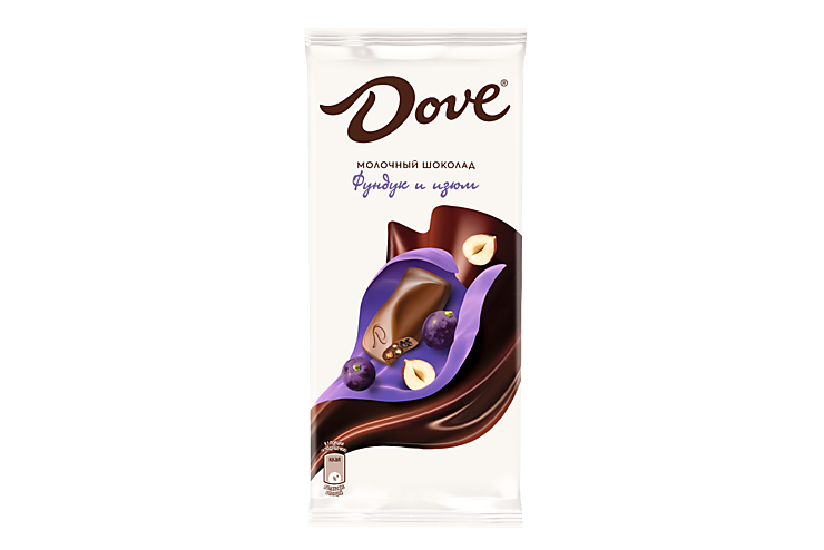 Молочный шоколад «Dove» фундук-изюм, 90 г Молочный шоколад «Dove» фундук-изюм, 90 г