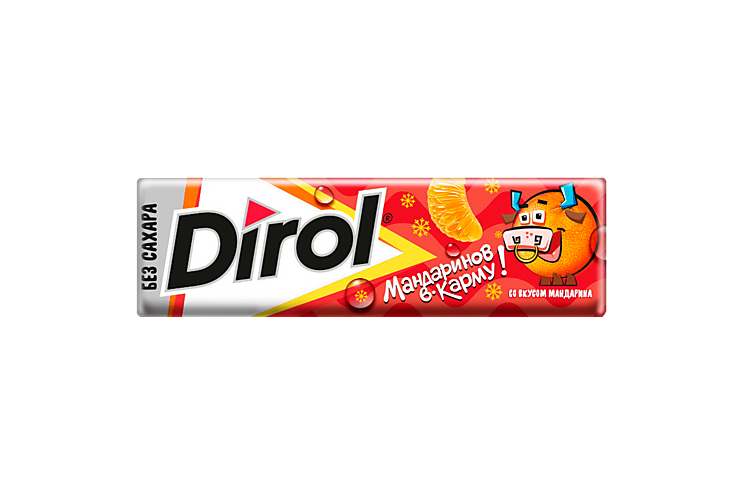 Жевательная резинка «Dirol» без сахара со вкусом мандарина, 13,6 г