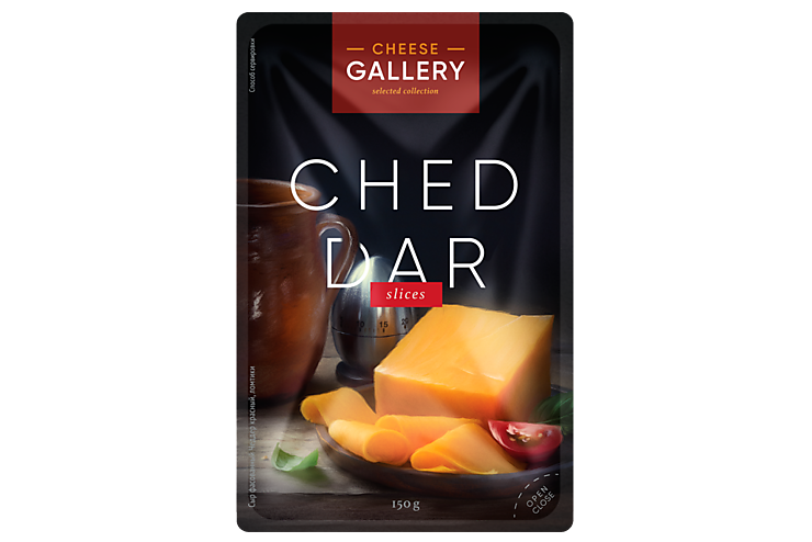 Сыр 50% «Cheese Gallery» Чеддер красный в нарезке, 150 г – купить по ...