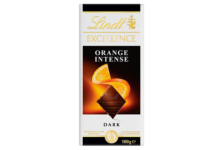 Шоколад темный «Lindt» Excellence со вкусом апельсина и кусочками миндаля, 100 г