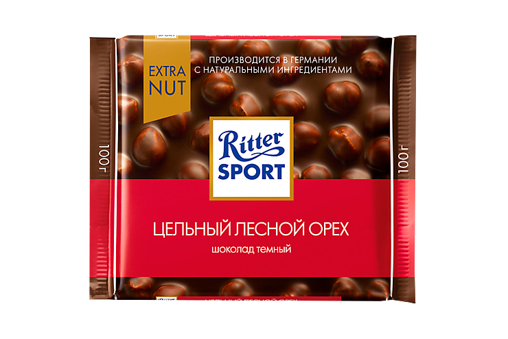 Шоколад темный «Ritter Sport» с лесным орехом, 100 г