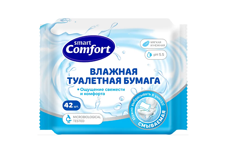Туалетная бумага влажная «Comfort smart» 42шт