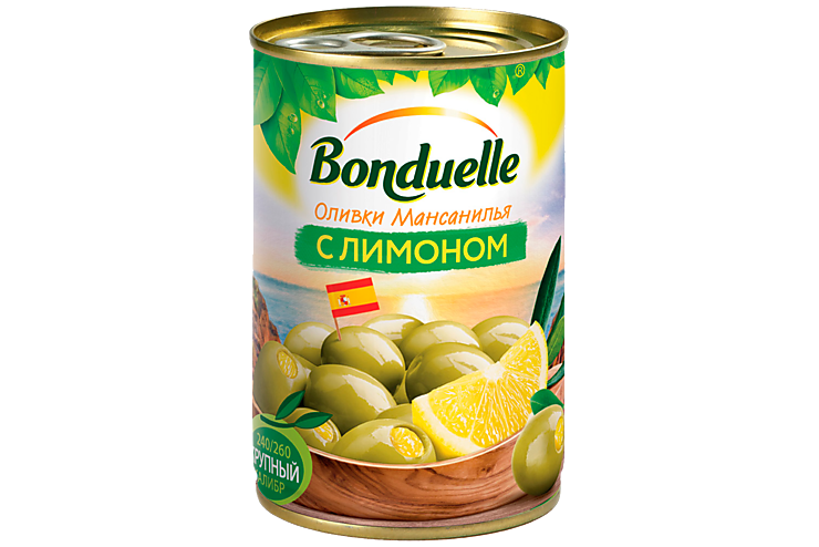 Оливки Мансанилья «Bonduelle» фаршированные лимоном, 314 мл