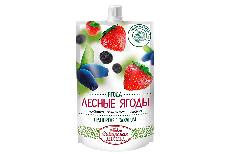 Лесные ягоды «Сибирская Ягода» протертые с сахаром, 280 г