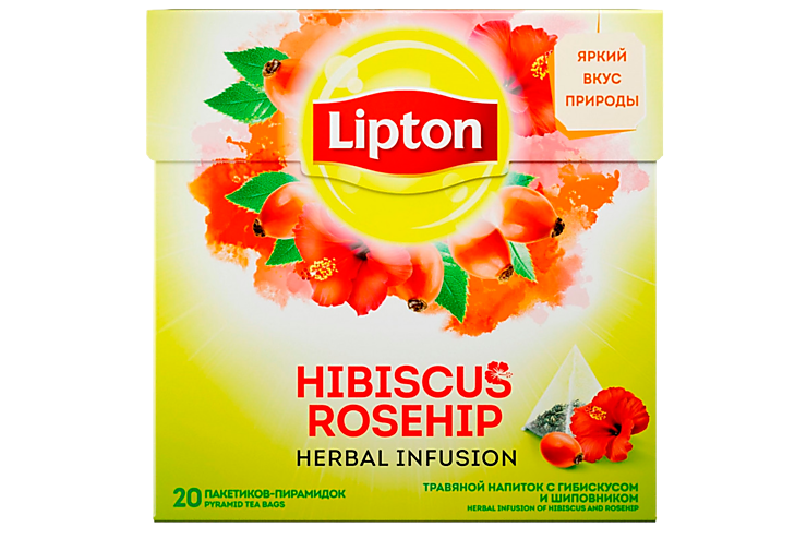 Чай травяной «Lipton» с гибискусом и шиповником, 20 пирамидок