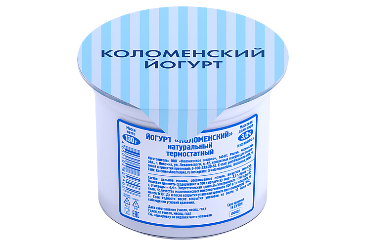 Йогурт 3% «Коломенский» термостатный, 130 г