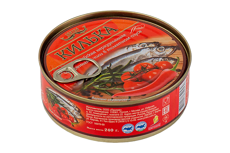 Килька «Laatsa» обжаренная в томатном соусе с чили, 240 г