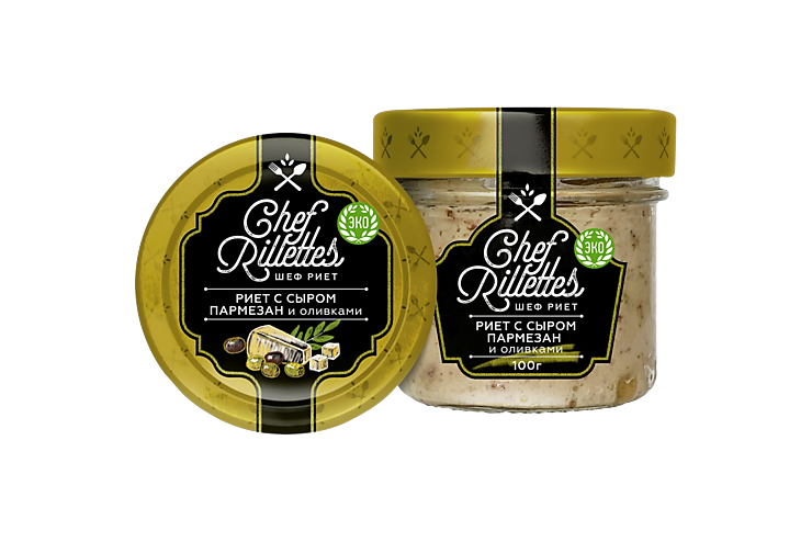 Риет из трески «Chef Rillettes» с сыром Пармезан и оливками, 100 г