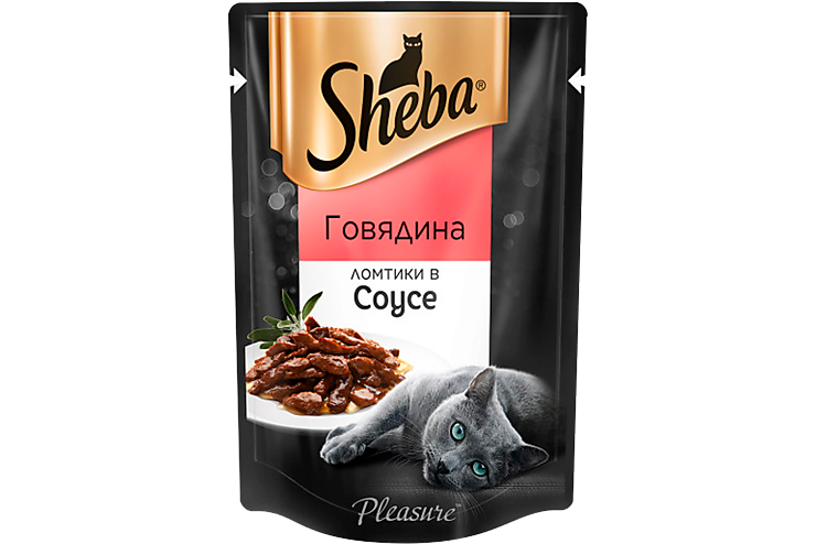 Влажный корм для кошек «Sheba» Pleasure говядина, ломтики в соусе, 85 г